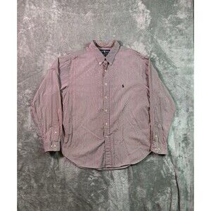 Polo Ralph Lauren Shirt Red Striped Button Up Pony Classic Fit 18 36/37